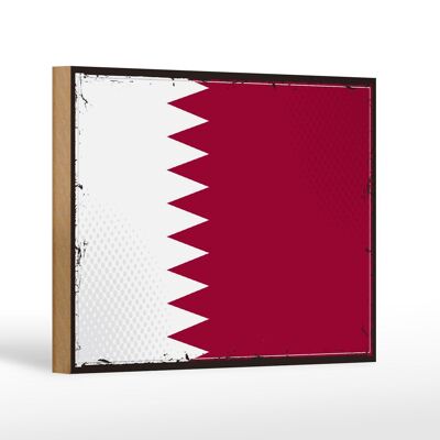 Cartel de madera Bandera de Qatar 18x12 cm Bandera Retro de Qatar Decoración