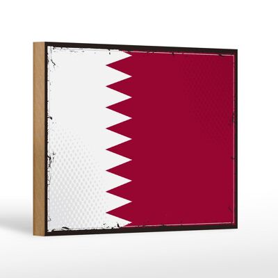 Holzschild Flagge Katars 18x12 cm Retro Flag of Qatar Dekoration