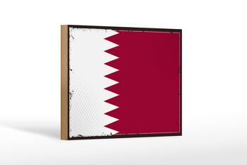 Panneau en bois Drapeau du Qatar 18x12 cm Décoration Rétro Drapeau du Qatar 1