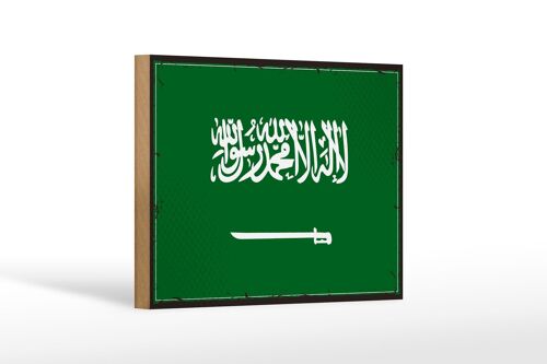 Holzschild Flagge Saudi-Arabien 18x12cm Retro Saudi Arabia Dekoration