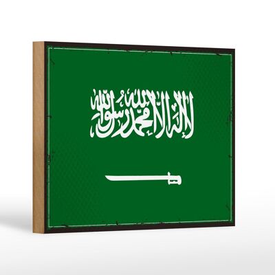Cartello in legno bandiera Arabia Saudita 18x12 cm Decorazione retrò Arabia Saudita