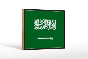 Drapeau signe en bois Arabie Saoudite 18x12cm Décoration rétro Arabie Saoudite 1