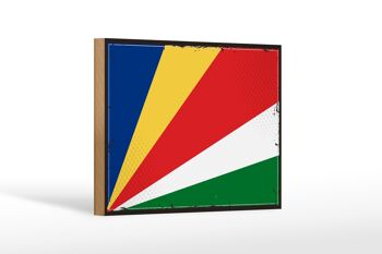 Drapeau en bois des Seychelles 18x12cm, drapeau rétro, décoration des Seychelles 1