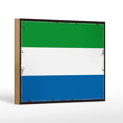 Letrero de madera bandera de Sierra Leona 18x12cm decoración retro Sierra Leona
