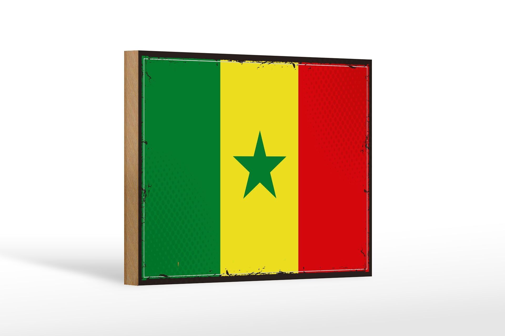 Cartello in legno Bandiera del Senegal 18x12 cm Decorazione bandiera retrò del Senegal