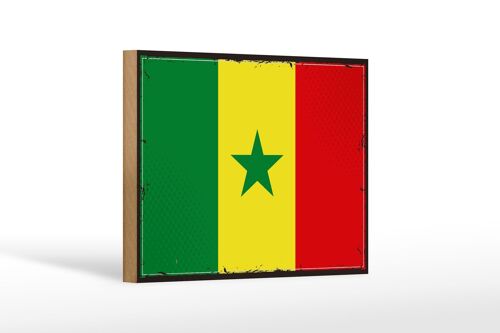 Holzschild Flagge Senegal 18x12 cm Retro Flag of Senegal Dekoration