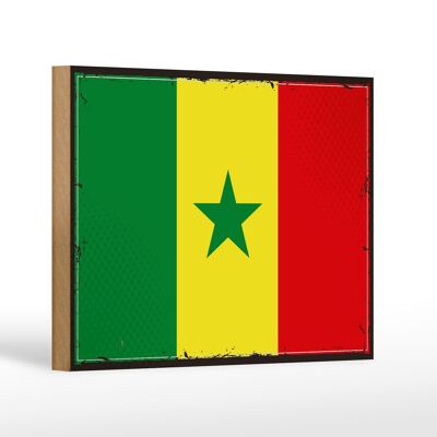 Holzschild Flagge Senegal 18x12 cm Retro Flag of Senegal Dekoration