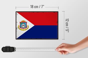 Panneau en bois drapeau de Sint Maarten 18x12cm décoration rétro Sint Maarten 4