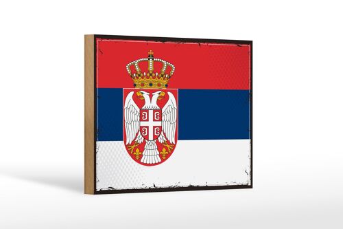 Holzschild Flagge Serbiens 18x12 cm Retro Flag of Serbia Dekoration