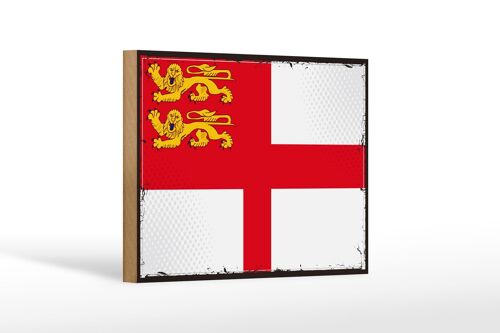 Holzschild Flagge Sark 18x12 cm Retro Flag of Sark Dekoration