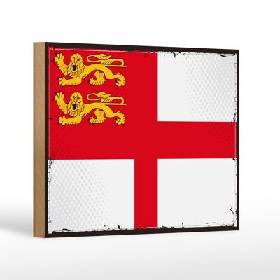 Holzschild Flagge Sark 18x12 cm Retro Flag of Sark Dekoration