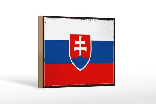 Holzschild Flagge Slowakei 18x12 cm Retro Flag of Slovakia Dekoration