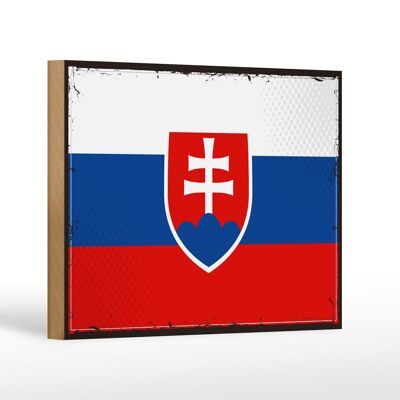 Holzschild Flagge Slowakei 18x12 cm Retro Flag of Slovakia Dekoration