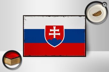 Drapeau en bois Slovaquie 18x12 cm Décoration rétro drapeau de la Slovaquie 2