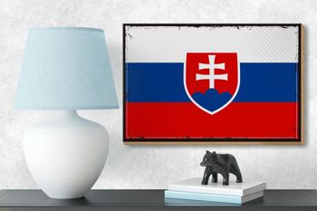 Drapeau en bois Slovaquie 18x12 cm Décoration rétro drapeau de la Slovaquie 3