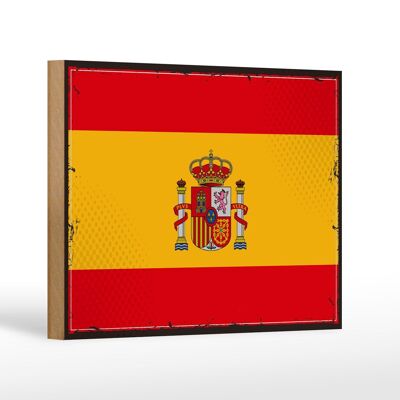 Cartel de Madera Bandera de España 18x12 cm Decoración Retro Bandera de España