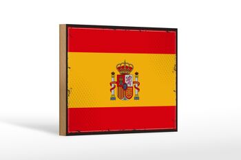 Panneau en bois drapeau de l'Espagne 18x12 cm Décoration rétro drapeau de l'Espagne 1
