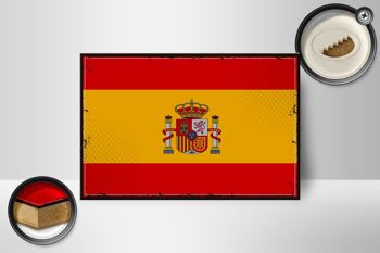 Panneau en bois drapeau de l'Espagne 18x12 cm Décoration rétro drapeau de l'Espagne 2