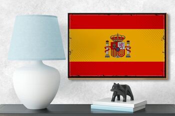 Panneau en bois drapeau de l'Espagne 18x12 cm Décoration rétro drapeau de l'Espagne 3