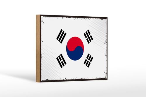 Holzschild Flagge Südkoreas 18x12cm Retro Flag South Korea Dekoration