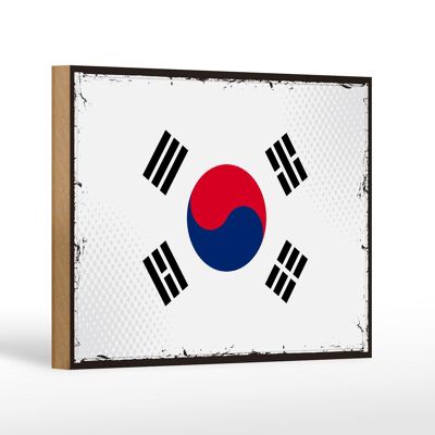 Letrero de madera Bandera de Corea del Sur 18x12cm Bandera Retro Decoración de Corea del Sur