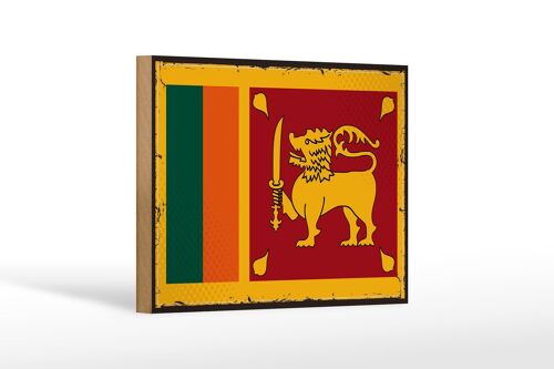 Holzschild Flagge Sri Lankas 18x12 cm Retro Flag Sri Lanka Dekoration