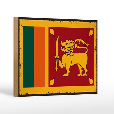 Letrero de madera bandera de Sri Lanka 18x12 cm bandera retro decoración de Sri Lanka