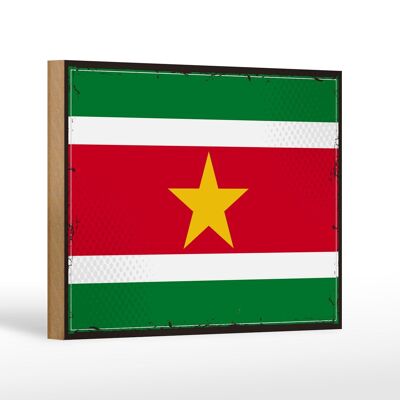 Letrero de madera Bandera de Surinam 18x12cm Bandera Retro de Surinam Decoración
