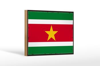 Drapeau en bois du Suriname, 18x12cm, drapeau rétro du Suriname, décoration 1
