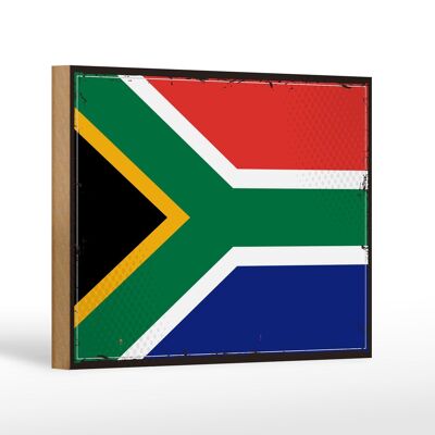 Letrero de madera bandera de Sudáfrica 18x12 cm decoración retro de Sudáfrica