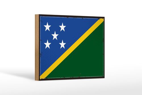 Holzschild Flagge Salomonen 18x12 cm Retro Solomon Islands Dekoration