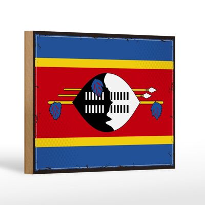 Holzschild Flagge Swasilands 18x12 cm Retro Flag Eswatini Dekoration