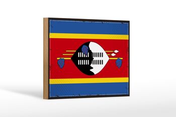 Panneau en bois drapeau du Swaziland, 18x12 cm, drapeau rétro, décoration Eswatini 1