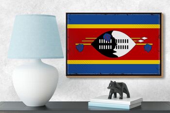 Panneau en bois drapeau du Swaziland, 18x12 cm, drapeau rétro, décoration Eswatini 3