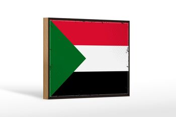 Drapeau panneau en bois Soudan 18x12 cm Décoration rétro drapeau du Soudan 1