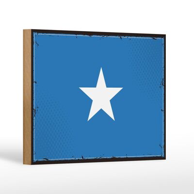 Panneau en bois drapeau de la Somalie 18x12 cm, drapeau rétro de la Somalie, décoration
