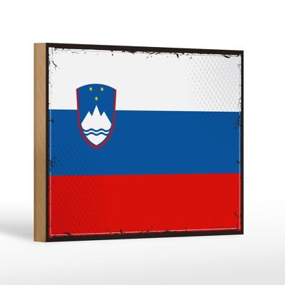 Letrero de madera bandera de Eslovenia 18x12 cm bandera retro decoración de Eslovenia