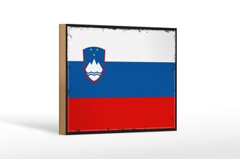 Panneau en bois drapeau de Slovénie 18x12 cm drapeau rétro décoration de Slovénie 1