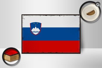Panneau en bois drapeau de Slovénie 18x12 cm drapeau rétro décoration de Slovénie 2