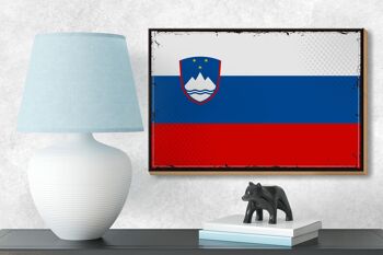 Panneau en bois drapeau de Slovénie 18x12 cm drapeau rétro décoration de Slovénie 3
