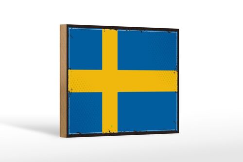 Holzschild Flagge Schwedens 18x12 cm Retro Flag of Sweden Dekoration