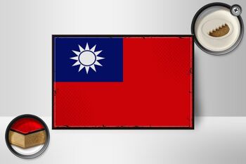 Drapeau en bois de Chine 18x12 cm, drapeau rétro de Taiwan, décoration 2