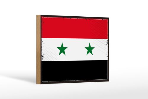 Holzschild Flagge Syriens 18x12 cm Retro Flag of Syria Dekoration
