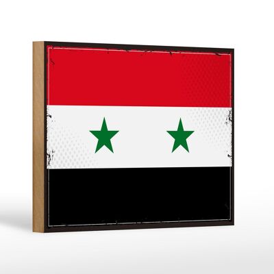 Cartello in legno Bandiera della Siria 18x12 cm Decorazione con bandiera retrò della Siria