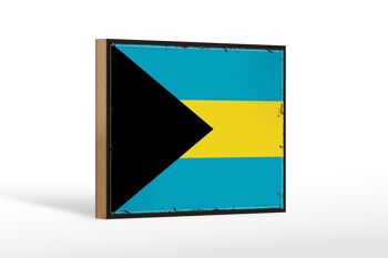 Drapeau en bois des Bahamas 18x12 cm, drapeau rétro des Bahamas, décoration 1