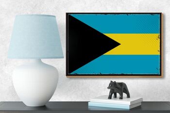 Drapeau en bois des Bahamas 18x12 cm, drapeau rétro des Bahamas, décoration 3