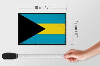 Drapeau en bois des Bahamas 18x12 cm, drapeau rétro des Bahamas, décoration 4