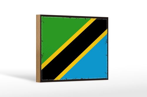 Holzschild Flagge Tansanias 18x12cm Retro Flag of Tanzania Dekoration