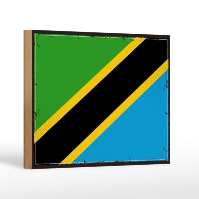 Letrero de madera Bandera de Tanzania 18x12cm Bandera Retro de Tanzania Decoración