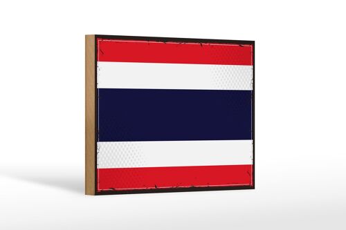 Holzschild Flagge Thailands 18x12cm Retro Flag of Thailand Dekoration